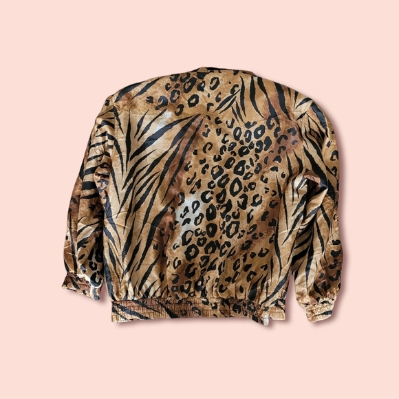 M silk animal print windbreaker casual jacket fuda international - Picture 2 of 5